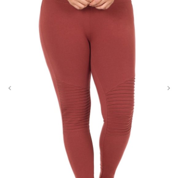Zenana Outfitters Pants - Fired Brick Wide Waistband MOTO Leggings  (2)